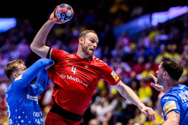 260125 Lenny Rubin of Switzerland during the EHF European Handball Championship main round match between Switzerland and Croatia on January 25, 2026 in Malmö. Photo: Petter Arvidson BILDBYRAN kod PA PA1139 handball handboll handball handbolls-em 2026 schweiz croatia ehf european handball championship switzerland kroatien bbeng grappa33 Copyright: PETTERxARVIDSON BB260125PA223