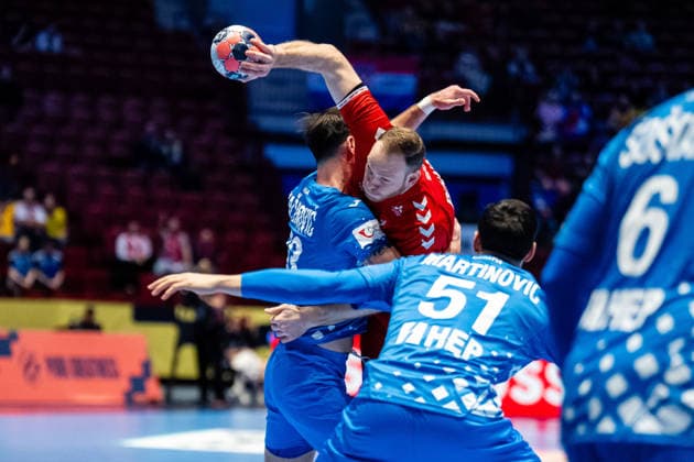 Switzerland v Croatia, EHF EURO 2026, Malmo, Sweden Malmo, Sweden. 25th of January, 2026. Lenny Rubin (4) of Switzerland seen during the mens EHF Euro 2026 match between Switzerland and Croatia at Malmo Arena in Malmo. Sweden, Malmo, Malmö Arena  Copyright: xGonzalesxPhoto TobiasxJorgensenx