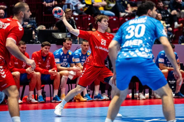 Switzerland v Croatia, EHF EURO 2026, Malmo, Sweden Malmo, Sweden. 25th of January, 2026. Luca Sigrist (28) of Switzerland seen during the mens EHF Euro 2026 match between Switzerland and Croatia at Malmo Arena in Malmo. Sweden, Malmo, Malmö Arena  Copyright: xGonzalesxPhoto TobiasxJorgensenx