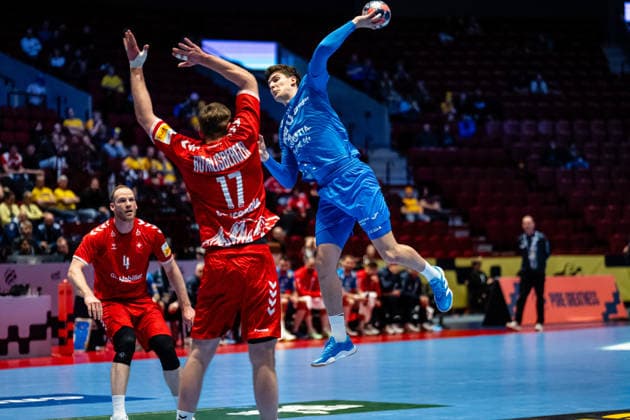 Switzerland v Croatia, EHF EURO 2026, Malmo, Sweden Malmo, Sweden. 25th of January, 2026. Luka Lovre Klarica (9) of Croatia seen during the mens EHF Euro 2026 match between Switzerland and Croatia at Malmo Arena in Malmo. Sweden, Malmo, Malmö Arena  Copyright: xGonzalesxPhoto TobiasxJorgensenx