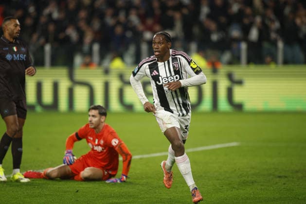 CALCIO - Serie A - Juventus FC vs SSC Napoli Jonathan David of Juventus FC celebrating after a goal during the Italian Serie A, 2025 2026 season football match between Juventus FC and SSC Napoli on 25 January 2026 at Allianz Stadium,Turin, Italy. Photo Nderim KACELI Turin Italy  Copyright: xIPAxSport ABACAx