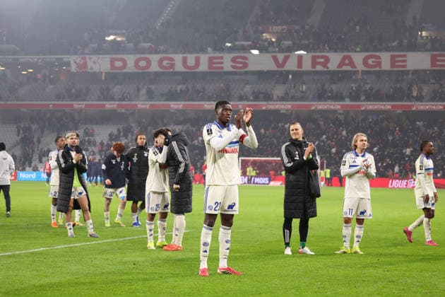 FOOTBALL : LOSC Lille vs RC Strasbourg - Ligue 1 J17 - 25 01 2026 Joie des joueurs de Strasbourg apres leur victoire lors du match LOSC Lille vs RC Strasbourg, Ligue 1 J19, Decathlon Arena stade Pierre Mauroy, le 25 janvier 2026 - photo Laurent Sanson PsnewZ  Copyright: xLaurentxSANSONx xPsnewZx