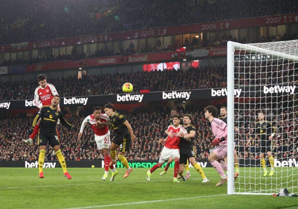 Martin Zubimendi (A) heads the ball goalwards at the Arsenal v Manchester United, ManU EPL match, at the Emirates Stadium, London, UK on 25th January, 2026. 