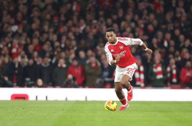 Jurrien Timber (A) at the Arsenal v Manchester United, ManU EPL match, at the Emirates Stadium, London, UK on 25th January, 2026. 