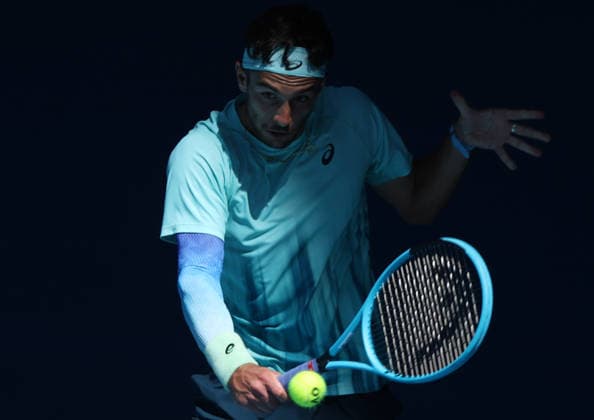 January 26, 2026, Melbourne, Victoria, Australia: LORENZO MUSETTI of Italy during the match against T. Fritz of USA in the fourth round of Australian Open, Melbourne, Australia. Musetti won 6:2, 7:5, 6:4. Melbourne Australia - ZUMAc278 20260126_zsp_c278_019 Copyright: xMarcinxCholewinskix