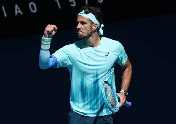 January 26, 2026, Melbourne, Victoria, Australia: LORENZO MUSETTI of Italy during the match against T. Fritz of USA in the fourth round of Australian Open, Melbourne, Australia. Musetti won 6:2, 7:5, 6:4. Melbourne Australia - ZUMAc278 20260126_zsp_c278_022 Copyright: xMarcinxCholewinskix