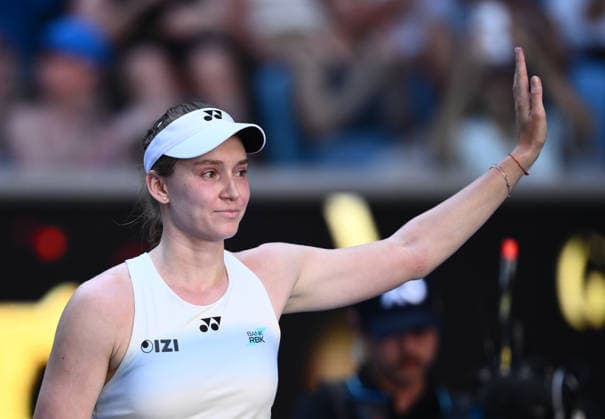 TENNIS AUSTRALIAN OPEN, Elena Rybakina of Kazakhstan celebrates winning the Women™s 4th round match against Elise Mertens of Belgium on day 9 of the 2026 Australian Open tennis tournament at Melbourne Park in Melbourne, Monday, January 26, 2026. ( NO ARCHIVING MELBOURNE VICTORIA AUSTRALIA  Copyright: xJOELxCARRETTx 20260126182671669796
