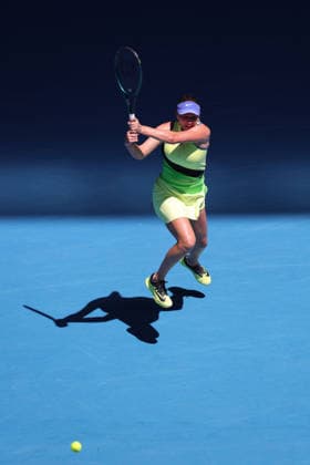 Amanda Anisimova, USA, during fourth round of 2026 Australian Open in Melbourne, 26 01 2026; -