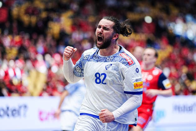 Torjubel Luis Frade (Portugal, 82) DEN, Portugal vs. Norwegen, Handball, EHF Europameisterschaft 2026, Hauptrunde, Spieltag 3, 26.01.2026 DEN, Portugal vs. Norwegen, Handball, EHF Europameisterschaft 2026, Hauptrunde, Spieltag 3, 26.01.2026 Herning Copyright: xEibner-Pressefoto MarcelxvonxFehrnx EP_MFN