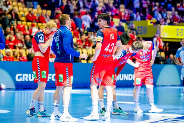Handball European Championship 2026 Portugal Norway Herning, Denmark 20260126 Vetle Eck Aga and Simen Lyse after the European Championship handball match between Portugal and Norway in the Boxen arena in Herning Photo Stian Lysberg Solum NTB Herning Denmark EDITORIAL USE ONLY RESTRICTED USE FOR BETTING COMPANIES  Copyright: xStianxLysbergxSolumx xNTBx