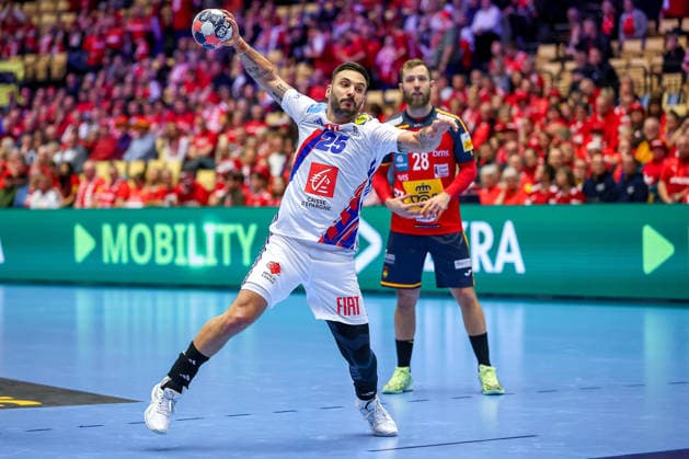 26.01.2026, Handball, Men s EHF EURO 2026, Frankreich - Spanien, Jyske Bank Boxen in Herning, Dänemark, Main Round: Hugo Descat (France 25) Dänemark