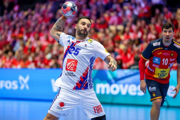 26.01.2026, Handball, Men s EHF EURO 2026, Frankreich - Spanien, Jyske Bank Boxen in Herning, Dänemark, Main Round: Hugo Descat (France 25) Dänemark