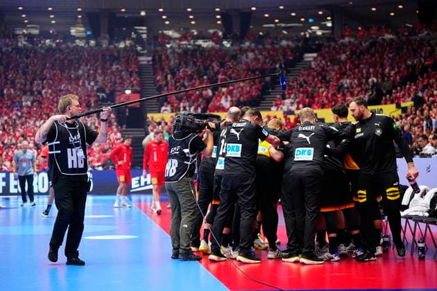 European Men s Handball Championship: Denmark - Germany Germanys players prior to the EHF Euro 2026 main round men s handball match between Denmark and Germany at Jyske Bank Boxen in Herning, Monday, January 26, 2026. (Photo: Bo Amstrup Scanpix 2026) , Herning Denmark Copyright: BoxAmstrupx spdk20260126-202958-L