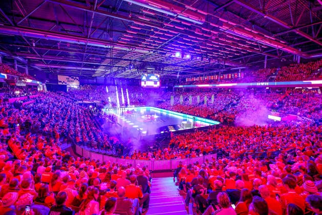 26.01.2026, Handball, Men s EHF EURO 2026, Deutschland - Dänemark, Jyske Bank Boxen in Herning, Dänemark, Main Round: Feature Übersichtsbild Innenansicht Übersicht Zuschauer Fans Besucher Voll Spielstätte Dänemark