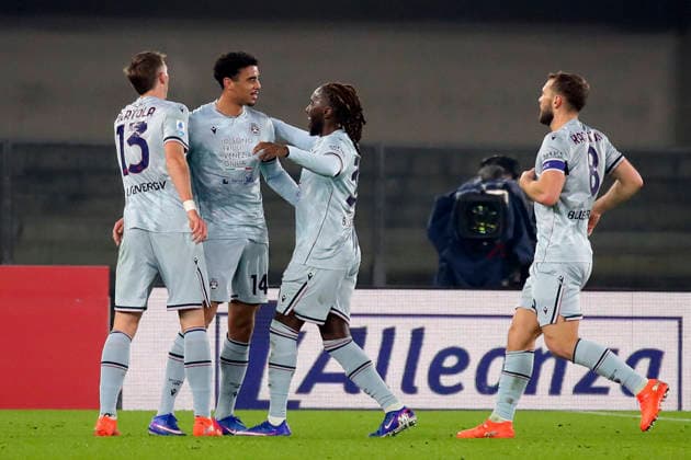 Udinese s Arthur Atta celebration goal 0-1 during the Serie A soccer match between Hellas Verona and Udinese at the Bentegodi Stadium in Verona, north west Italy - Monday , January 26 , 2026. - Soccer .  Copyright: xPaolaxGarbuio Lapressex