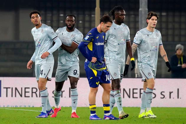 Udinese s Arthur Atta celebration goal 0-1 during the Serie A soccer match between Hellas Verona and Udinese at the Bentegodi Stadium in Verona, north west Italy - Monday , January 26 , 2026. - Soccer .  Copyright: xPaolaxGarbuio Lapressex