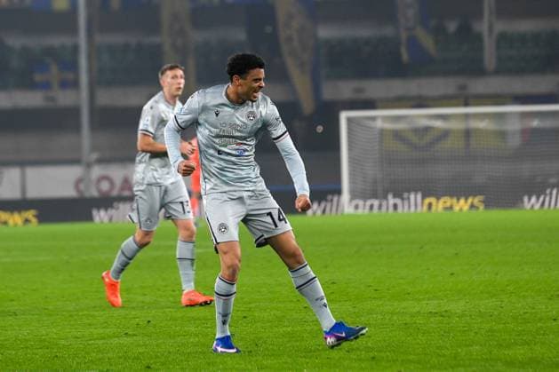 Foto IPP Maurilio Boldrini Verona 25-01-2026 Calcio Campionato di Serie A 2025 2026 hellas verona vs udinese nella foto Arthur Atta esulta dopo il suo gol pe ril momentaneo 0 a 1 dell Udinese Italy Photo Press Worldwide Copyright italy ITALY  Copyright: xR4924_italyphotopressx