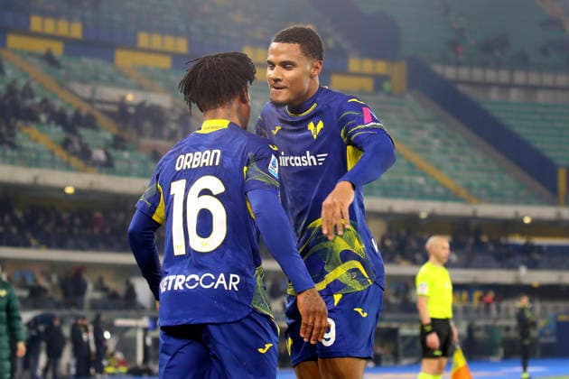 Verona™s Gift Orban celebration goal 1-1 during the Serie A soccer match between Hellas Verona and Udinese at the Bentegodi Stadium in Verona, north west Italy - Monday , January 26 , 2026. - Soccer .  Copyright: xPaolaxGarbuio LaPressex