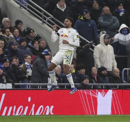 Everton v Leeds United, FA Premier League 26.01.26 Everton v Leeds United, FA Premier League Bradley Ormesher The Times James Justin of Leeds United celebrates scoring his teams opening goal of the match 0-1  Copyright: xBradleyxOrmesherx NINTCHDBPICT001054376023