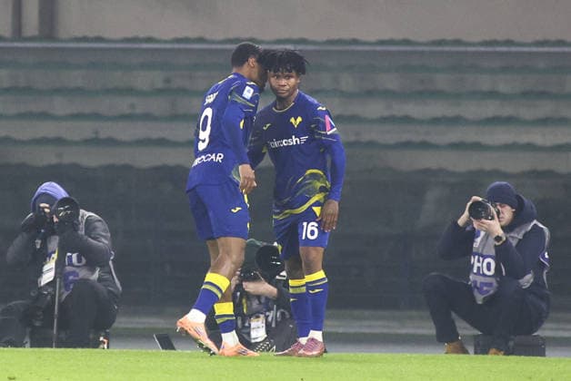 Gift Orban of Hellas Verona FCb celebrates after scoring during Hellas Verona FC vs Udinese Calcio, 22Â° Serie A Enilive 2025-26 game at Marcantonio Bentegodi stadium in Verona (VR), Italy, on January 26, 2026.  Copyright: xDavidexCasentini IPAxSportx xipa-agency.netx xx IPA_70598567 IPA_Agency_IPA70598567