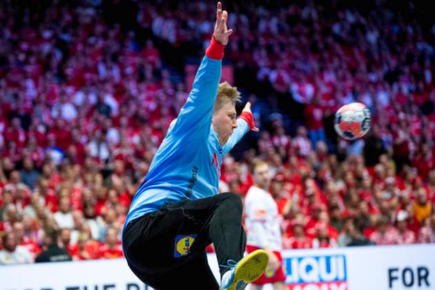 European Men s Handball Championship: Denmark - Germany Denmark s goalkeeper Emil Nielsen in action during the EHF Euro 2026 main round men s handball match between Denmark and Germany at Jyske Bank Boxen in Herning, Monday, January 26, 2026. (Photo: Bo Amstrup Ritzau Scanpix) , Herning Denmark Mors Copyright: BoxAmrstrupx xRitzauxScanpix BoxAmstrupx spdk20260126-222418-L
