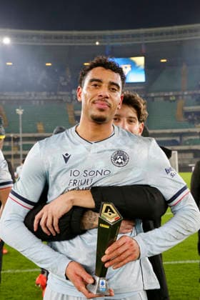 Udinese s Arthur Atta Panini player of the match during the Serie A soccer match between Hellas Verona and Udinese at the Bentegodi Stadium in Verona, north west Italy - Monday , January 26 , 2026. - Soccer .  Copyright: xPaolaxGarbuio LaPressex