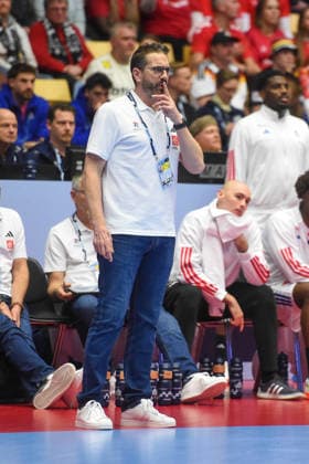 Handball I Herren I Europameisterschaft 2026 I Hauptrunden-Gruppe II I 3. Spieltag I Spanien - Frankreich I 26.01.2026 Guillaume Gille (Trainer, Frankreich) Copyright: xLobeca JanxKirschnerx