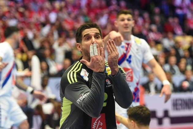 Handball I Herren I Europameisterschaft 2026 I Hauptrunden-Gruppe II I 3. Spieltag I Spanien - Frankreich I 26.01.2026 Remi Desbonnet (92, Frankreich) Copyright: xLobeca JanxKirschnerx