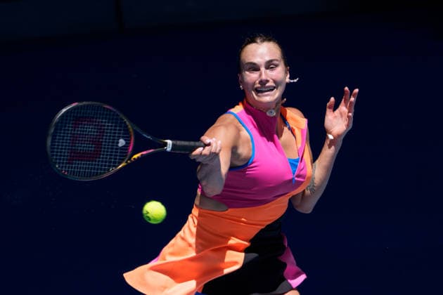 January 27, 2026: 1st seed ARYNA SABALENKA of Belarus in action against 29th seed IVA JOVIC of the USA on Rod Laver Arena in a Men s Singles Quarterfinals match on day 10 of the 2026 Australian Open in Melbourne, Australia. SABALENKA won 63 60. Cal Media Melbourne Australia - ZUMAc04_ 20260127_faf_c04_005 Copyright: xSydneyxLowx