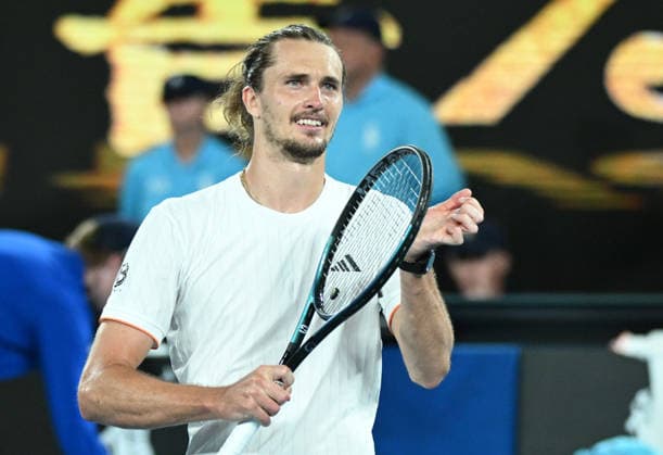 TENNIS AUSTRALIAN OPEN, Alexander Zverev of Germany celebrates winning the Men™s quarter final match against Learner Tien of USA on day 10 of the 2026 Australian Open tennis tournament at Melbourne Park in Melbourne, Tuesday, January 27, 2026. ( NO ARCHIVING MELBOURNE VICTORIA AUSTRALIA  Copyright: xJAMESxROSSx 20260127156202780591