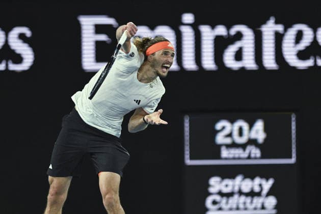 Australian Open 2026 MELBOURNE, AUSTRALIA - JANUARY 27: Alexander Zverev (GER) in action against Learner Tien (USA) (not seen) during the Quarterfinals at the Australian Open grand slam tennis tournament at Melbourne Park in Melbourne, Australia on January 27, 2026 Mark Avellino Anadolu Melbourne Australia. Editorial use only. Please get in touch for any other usage.  Copyright: x2026xAnadoluxMarkxAvellinox
