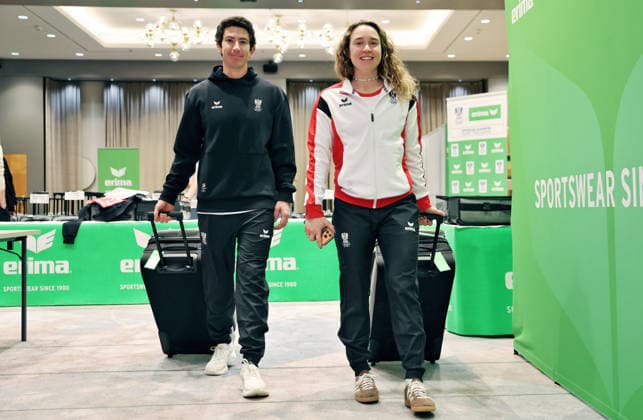 OLYMPICS - Winter Olympic Games, Olympische Spiele, Olympia, OS Milano Cortina 2026 VIENNA,AUSTRIA,27.JAN.26 - OLYMPICS - Winter Olympic Games Milano Cortina 2026, preview, OEOC equipping. Image shows Robert Carroll and Avital-Rivka Carroll (AUT).  GEPAxpictures xMatthiasxHauer