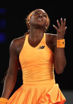 Coco Gauff reacts during her quarter-final match Australian Open tennis tournament, Day Ten, Melbourne Park, Australia - 27 Jan 2026Melbourne Melbourne Park Victoria (VIC) Australia  Copyright: xEllaxLing Shutterstockx 16403664m