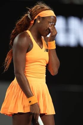 Coco Gauff dejected during her quarter-final match Australian Open tennis tournament, Day Ten, Melbourne Park, Australia - 27 Jan 2026Melbourne Melbourne Park Victoria (VIC) Australia  Copyright: xEllaxLing Shutterstockx 16403664ag