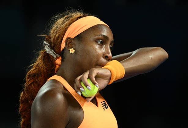 TENNIS AUSTRALIAN OPEN, Coco Gauff of USA reacts during the Women™s quarter final match against Elina Svitolina of Ukraine on day 10 of the 2026 Australian Open tennis tournament at Melbourne Park in Melbourne, Tuesday, January 27, 2026. ( NO ARCHIVING MELBOURNE VICTORIA AUSTRALIA  Copyright: xJOELxCARRETTx 20260127178662171176