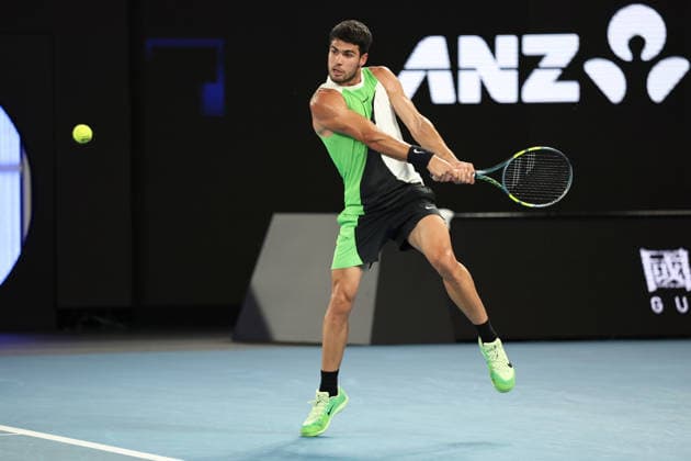 Carlos Alcaraz during his quarter-final match Australian Open tennis tournament, Day Ten, Melbourne Park, Australia - 27 Jan 2026Melbourne Melbourne Park Victoria (VIC) Australia  Copyright: xEllaxLing Shutterstockx 16403664cv
