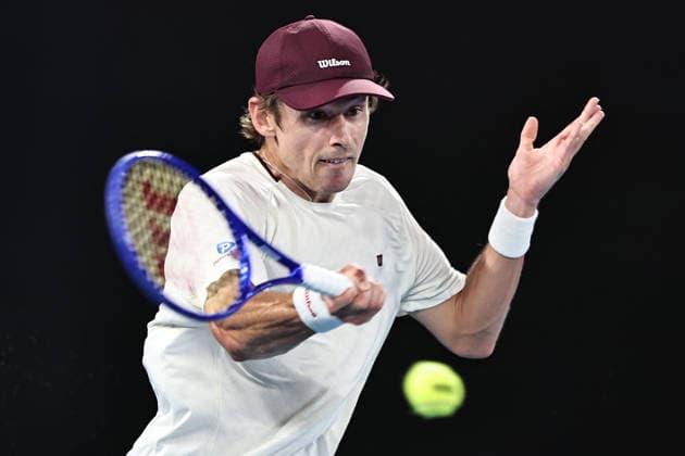Alex de Minaur, AUS, during quarterfinals at 2026 Australian Open in Melbourne, 27 01 2026; -