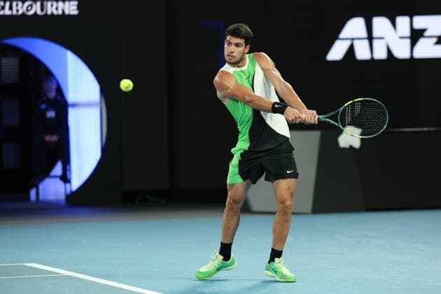 Carlos Alcaraz during his quarter final match Australian Open tennis tournament, Day Ten, Melbourne Park, Australia - 27 Jan 2026Melbourne Melbourne Park Victoria (VIC) Australia  Copyright: xRachelxBach Shutterstockx 16403663fm