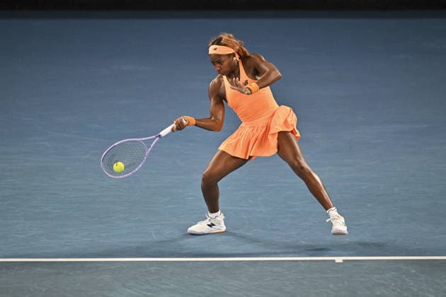 Australian Open 2026 MELBOURNE, AUSTRALIA - JANUARY 27: Coco Gauff (USA) in action against Elina Svitolina (UKR) (not seen) during the Quarterfinals at the Australian Open grand slam tennis tournament at Melbourne Park in Melbourne, Australia on January 27, 2026 Mark Avellino Anadolu Melbourne Australia. Editorial use only. Please get in touch for any other usage.  Copyright: x2026xAnadoluxMarkxAvellinox
