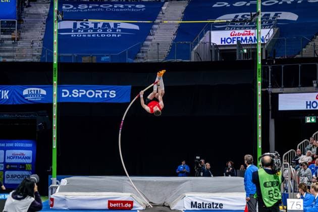 Leichtathletik Düsseldorf 24.01.2026 ISTAF Indoor Düsseldorf 2026 Stabhochsprung Torben Blech *** Athletics Düsseldorf 24 01 2026 ISTAF Indoor Düsseldorf 2026 Pole vault Torben Blech