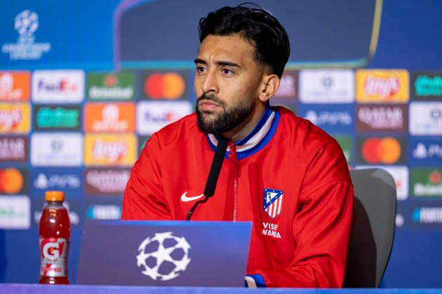 Atletico de Madrid Training Session And press conference, PK, Pressekonferenz - UEFA Champions League 2025 26 League Phase MD8 Nico Gonzalez of Atletico de Madrid speaks during the press conference ahead of the UEFA Champions League 2025 26 match against FK Bodo Glimt at Estadio Riyadh Air Metropolitano on January 27, 2026 in Madrid, Spain. Madrid Estadio Riyadh Air Metropolitano Madrid Spain Copyright: xAlbertoxGardinx AGardin_20260127_Foot_Cham_AtlMad_PC_0192