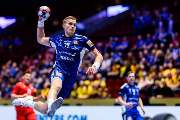 260127 Ellidi Vidarsson of Iceland during the EHF European Handball Championship main round match between Switzerland and Iceland on January 27, 2026 in Malmö. Photo: Petter Arvidson BILDBYRAN kod PA PA1140 handball handboll handball handbolls-em 2026 schweiz island ehf european handball championship switzerland iceland bbeng Copyright: PETTERxARVIDSON BB260127PA003