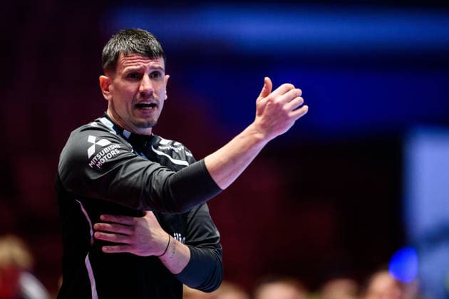 260127 Head coach Andre Schmid of Switzerland during the EHF European Handball Championship main round match between Switzerland and Iceland on January 27, 2026 in Malmö. Photo: Petter Arvidson BILDBYRAN kod PA PA1140 handball handboll handball handbolls-em 2026 schweiz island ehf european handball championship switzerland iceland bbeng Copyright: PETTERxARVIDSON BB260127PA021