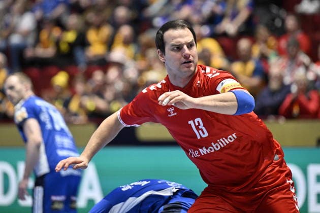 MALMÖ, SVERIGE 20260127 Switzerland s Michael Kusio in action during the 2026 EHF European Men s Handball Championship (the EHF Euro 2026) main round round match between Switzerland and Iceland at Malmö Arena, in Malmö, Sweden, on January 27, 2026. MALMÖ SVERIGE x50090x