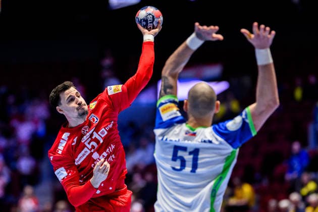 260127 Ivan Martinovic of Croatia during the EHF European Handball Championship main round match between Slovenia and Croatia on January 27, 2026 in Malmö. Photo: Petter Arvidson BILDBYRAN kod PA PA1141 handball handboll handball handbolls-em 2026 slovenien slovenia croatia kroatien ehf european handball championship bbeng grappa33 Copyright: PETTERxARVIDSON BB260127PA076