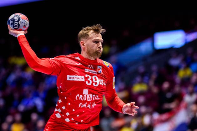 260127 David Mandic of Croatia during the EHF European Handball Championship main round match between Slovenia and Croatia on January 27, 2026 in Malmö. Photo: Petter Arvidson BILDBYRAN kod PA PA1141 handball handboll handball handbolls-em 2026 slovenien slovenia croatia kroatien ehf european handball championship bbeng grappa33 Copyright: PETTERxARVIDSON BB260127PA080
