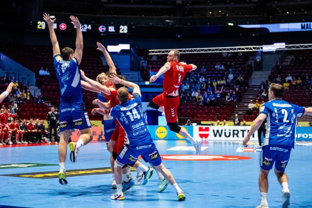 Switzerland v Iceland, EHF EURO 2026, Malmo, Sweden Malmo, Sweden. 27th of January, 2026. Lenny Rubin (4) of Switzerland seen during the mens EHF Euro 2026 match between Switzerland and Iceland at Malmo Arena in Malmo. Sweden, Malmo, Malmö Arena  Copyright: xGonzalesxPhoto TobiasxJorgensenx