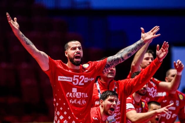 260127 Leon Susnja of Croatia during the EHF European Handball Championship main round match between Slovenia and Croatia on January 27, 2026 in Malmö. Photo: Petter Arvidson BILDBYRAN kod PA PA1141 handball handboll handball handbolls-em 2026 slovenien slovenia croatia kroatien ehf european handball championship bbeng grappa33 Copyright: PETTERxARVIDSON BB260127PA086