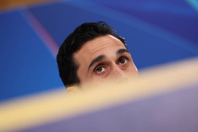 FBL-UEFA Champions League 2025-26 press conference, PK, Pressekonferenz SL Benfica - Real Madrid coach Alvaro Arbeloa (Real Madrid) eyes focused on the champions Match during the press conference before the UEFA Champions League 2025-26 League Phase MD8 match between Lisboa e Benfica and Real Madrid at Estadio da Luz on 27 January 2026 in Lisbon, Portugal Copyright: JoaquimxFerreira