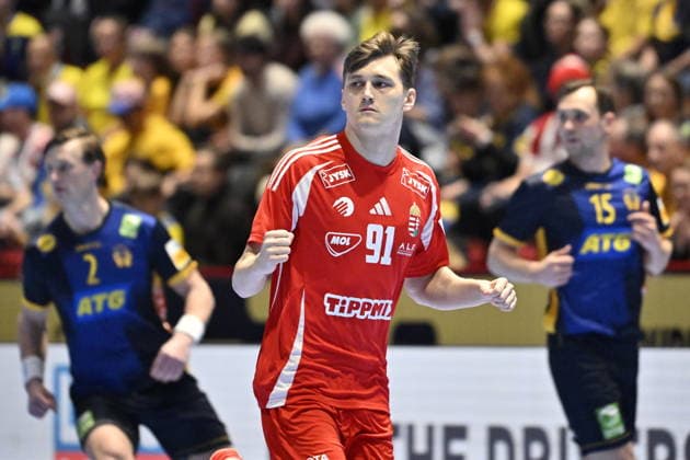 MALMÖ, SWEDEN 20260127 Hungary s Bence Imre celebrates after scoring during the European Handball Championship s intermediate round match between Sweden and Hungary at Malmö Arena, Malmö, Sweden, January 25, 2026. MALMÖ SWEDEN x50090x